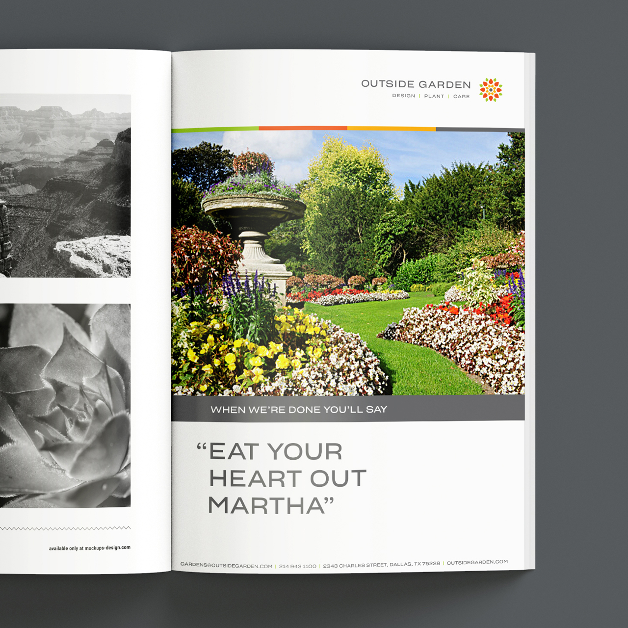 An image of an ad for Outside Garden that reads "When We're Done You'll Say, Eat Your Heart Out Martha"