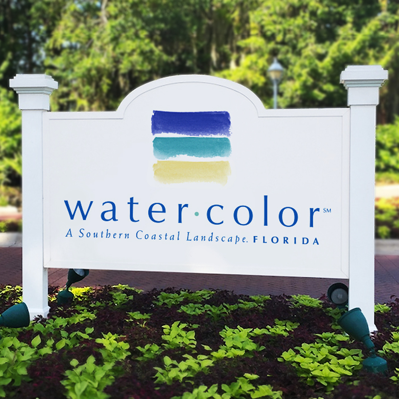 An image of a monument sign with the Water Color logo