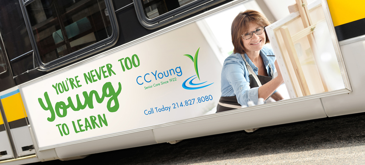 An image of a bus board ad for C. C. Young