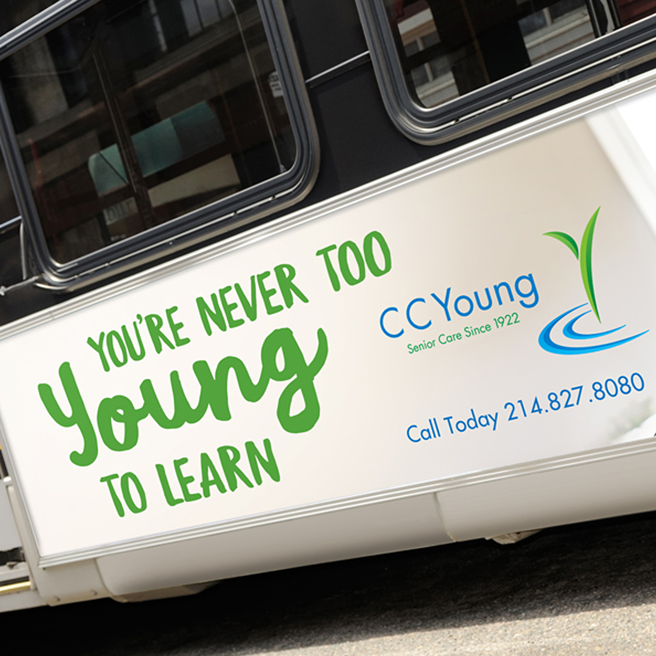 An image of a bus board ad for C. C. Young