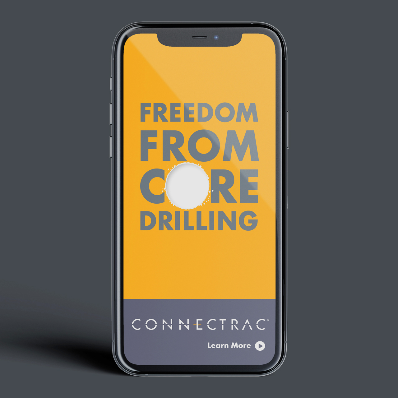 An image of a mobile phone with a digital ad design for Connectrac