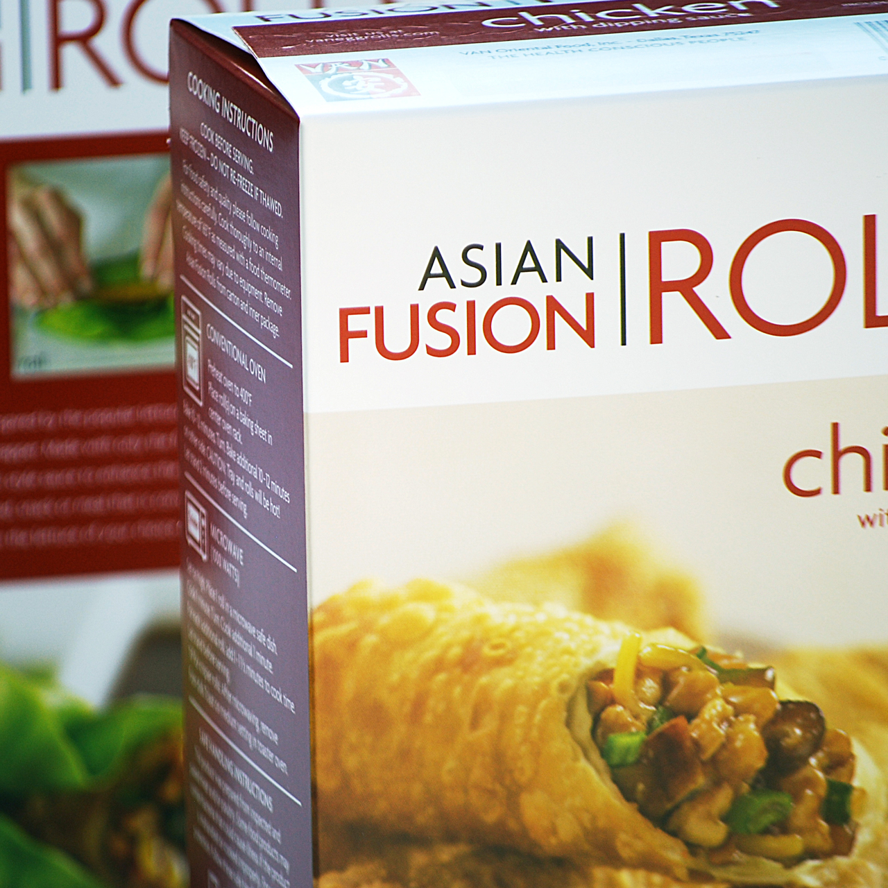Detail image of Van's Kitchen Asian Fusion Roll's package design