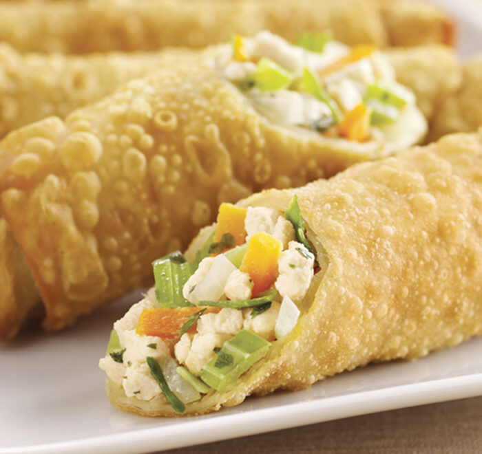 A close up image of Van's Kitchen's chicken eggrolls