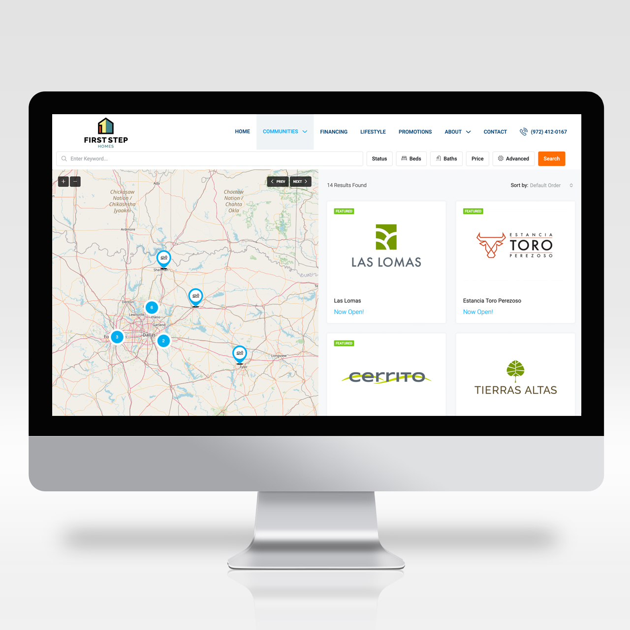 Image of First Step Homes' website page