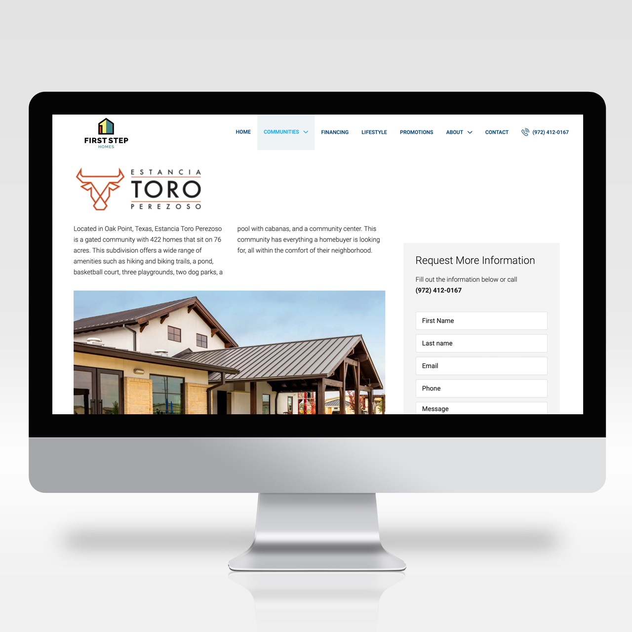 Image of First Step Homes' website page