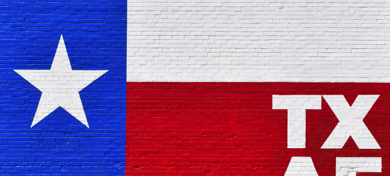 Texas Flag Painted on Brick Wall