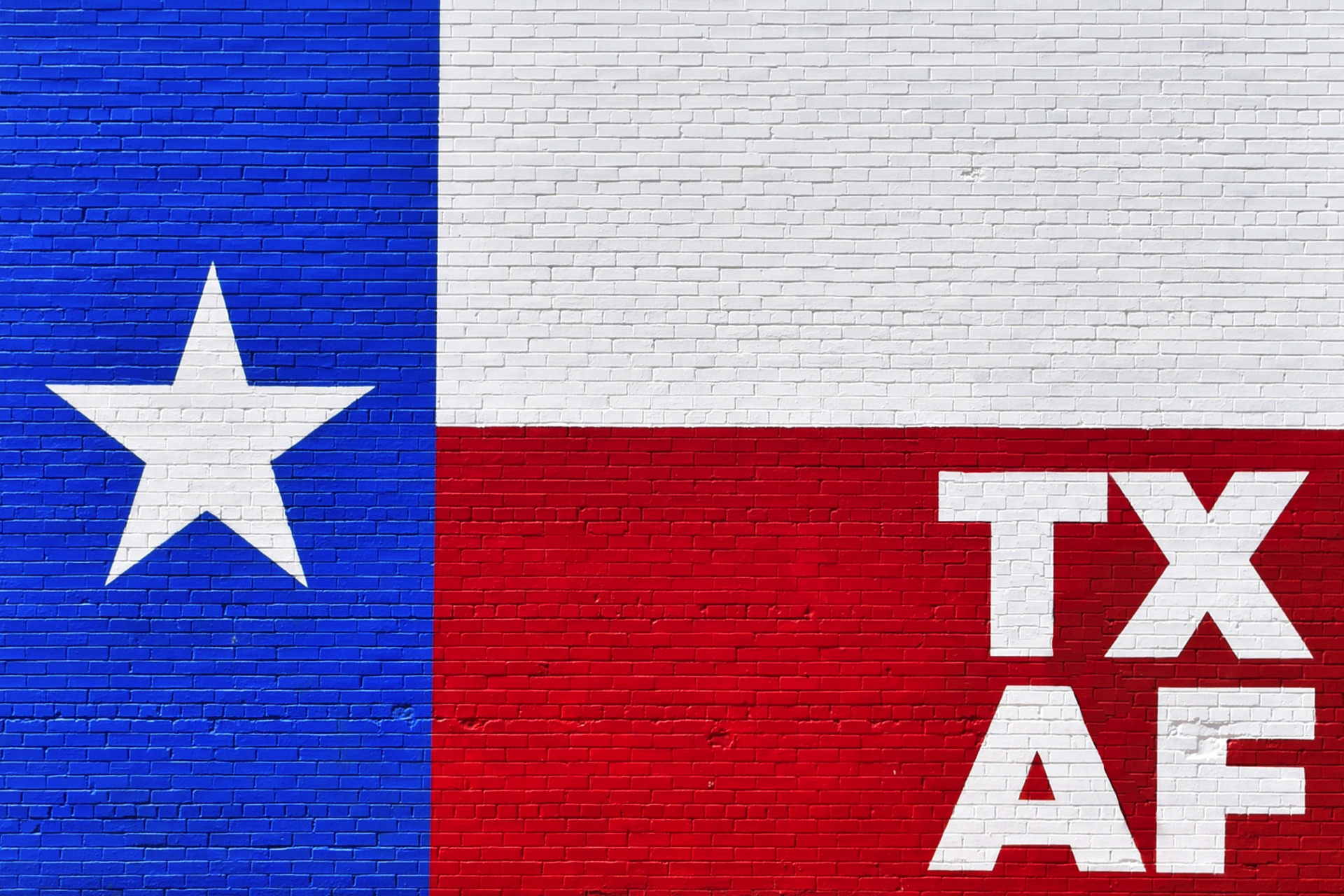 Texas Flag Painted on Brick Wall